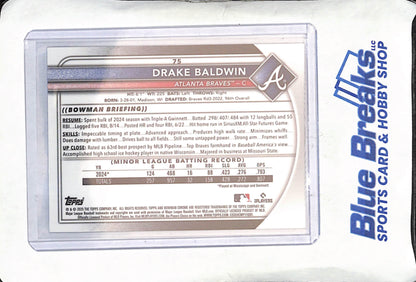 2025 Bowman Chrome - Drake Baldwin - Red Rookie - Atlanta Braves - Baseball - #75