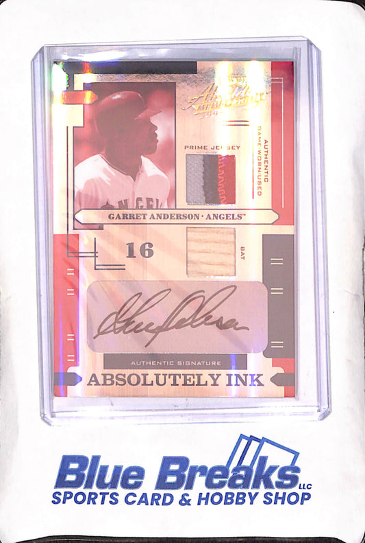 2004 Donruss Playoff - Garrett Anderson - Dual Relic Autograph - Absolutely Ink - 2/5 - Los Angeles Angels - Baseball - #AI-50