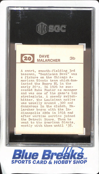 1974 Laughlin - Dave Malarcher - Old Time Black Stars - SGC 7 - American Giants - Negro Leagues - Baseball - #20