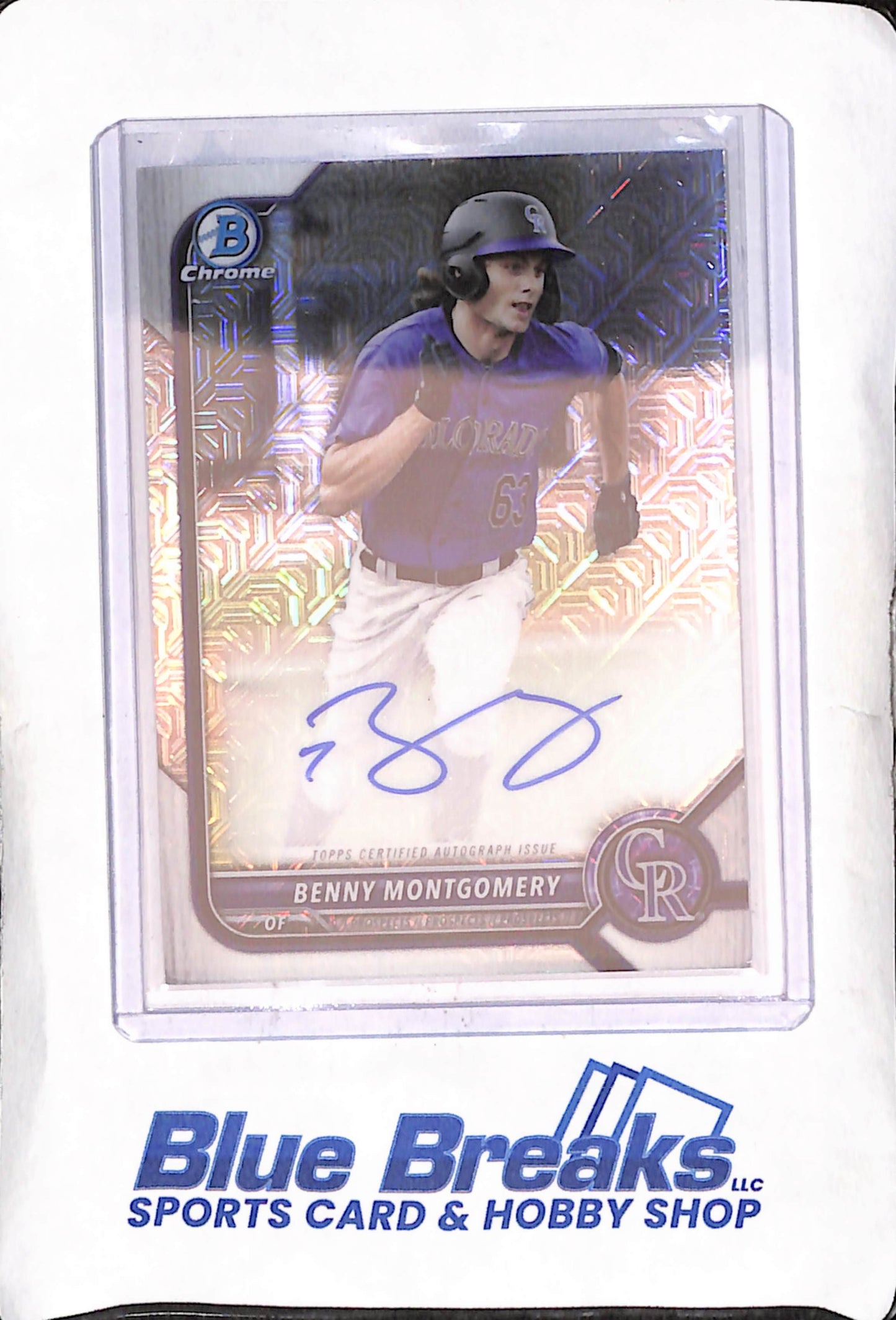 2022 Bowman Chrome - Benny Montgomery - Autograph - Mojo - Colorado Rockies - Baseball - #BMA-BM