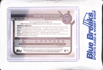 2022 Bowman Chrome - Benny Montgomery - Autograph - Mojo - Colorado Rockies - Baseball - #BMA-BM