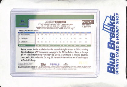 2025 Topps Pro Debut - Jaison Chourio - Green Foil Autograph - 69/75 - Lynchburg Hillcats - Baseball - #PD-177