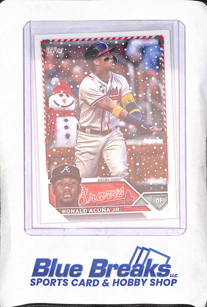 2023 Topps Holiday - Ronald Acuna Jr - Snowman Short Print - Atlanta Braves - Baseball - #H43