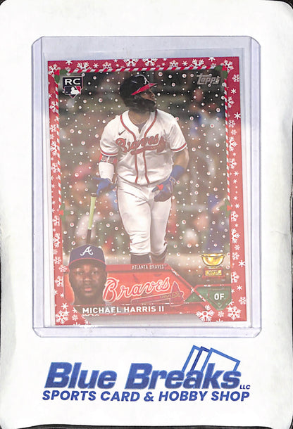 2023 Topps Holiday - Michael Harris II - Red Snowflake Border - RC - 16/99 - Atlanta Braves - Baseball - #H105