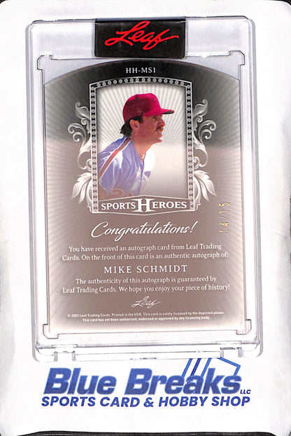 2025 Leaf Sports Heroes - Mike Schmidt - Purple Autograph - Die-Cut - 14/15 - Philadelphia Phillies - Baseball - #HH-MS1