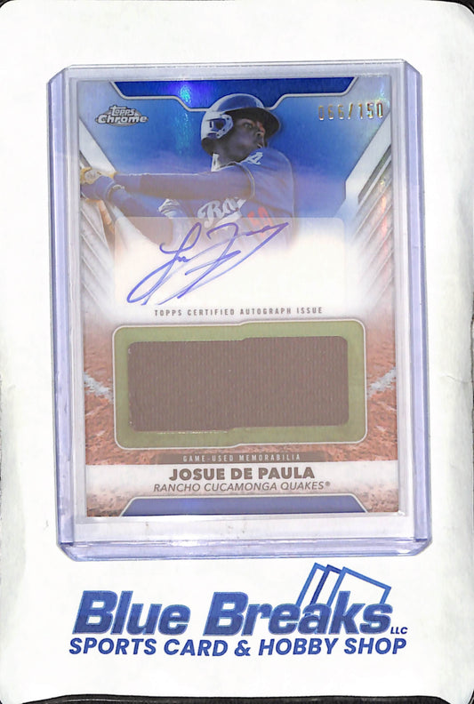 2025 Topps Pro Debut - Josue De Paula - Chrome Autograph Game-used Material - 66/150 - Rancho Cucamonga Quakes - Baseball - #PDJAR-JDP