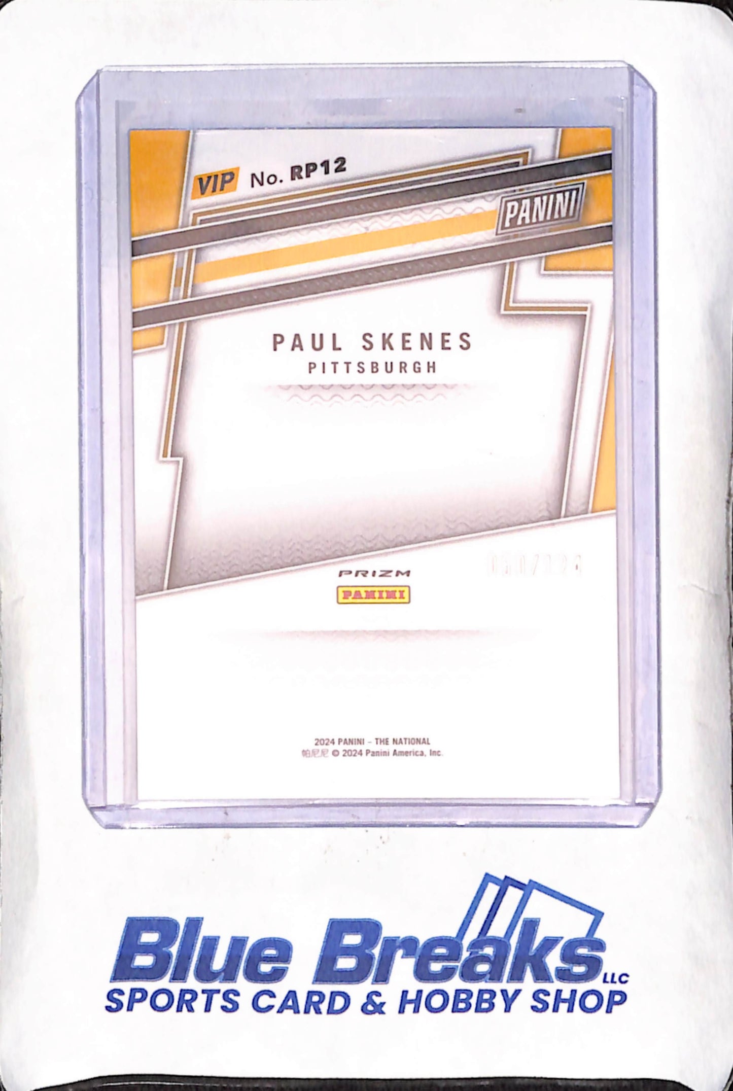 2024 Panini National VIP Gold Pack - Paul Skenes - Blue Prizm - RC - 50/124 - Pittsburgh Pirates - Baseball - #RP12
