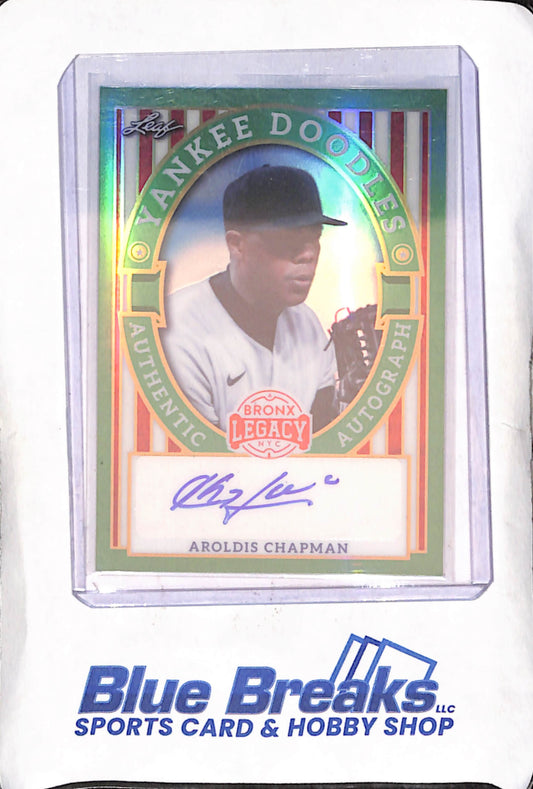 2024 Leaf Bronx Legacy - Aroldis Chapman - Yankee Doodles - Green Autograph - 5/6 - New York Yankees - Baseball - #YD-AC1