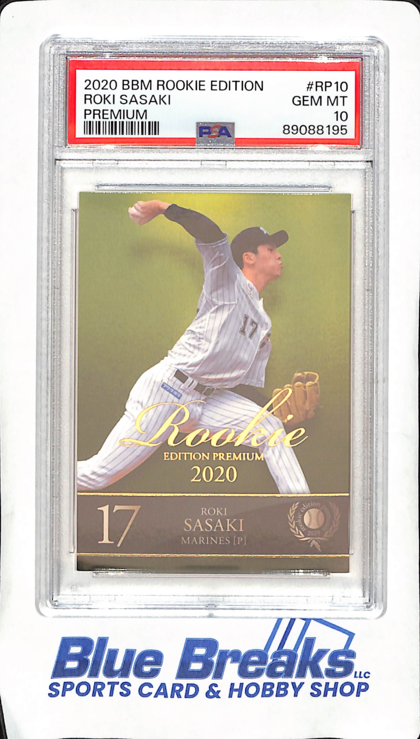 2020 BBM Rookie Edition - Roki Sasaki - Premium - PSA Gem Mint 10 - Chiba Lotte Marines - Japanese - Baseball - #17