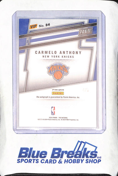 2024 Panini VIP National Gold Pack - Carmelo Anthony - Autograph - 4/5 - New York Knicks - Basketball - #34