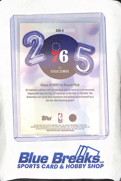 2025 Topps - VJ Edgecombe - Class of 2025 - RC - Philadelphia 76ers - Basketball - #C25-3
