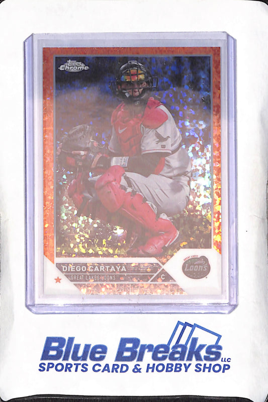 2023 Topps Pro Debut - Diego Cartaya - Orange Chrome Mini Diamond - 16/25 - Great Lakes Loons - Baseball - #PDC-169