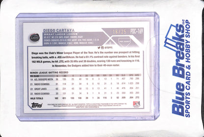 2023 Topps Pro Debut - Diego Cartaya - Orange Chrome Mini Diamond - 16/25 - Great Lakes Loons - Baseball - #PDC-169