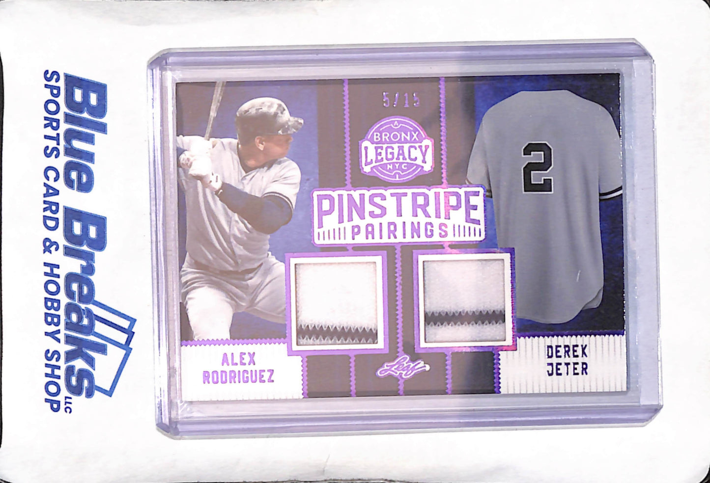 2024 Leaf Bronx Legacy - Alex Rodriguez - Derek Jeter - Pinstripe Pairings - 5/15 - Relic - New York Yankees - Baseball - #PP-1