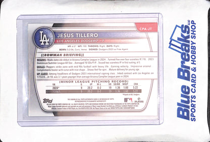 2025 Bowman Chrome - Jesus Tillero - 1st Bowman - Autograph - Green - 31/99 - Los Angeles Dodgers - Baseball - #CPA-JT