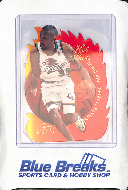 1996-97 Fleer Flair Showcase - Grant Hill - Hot Shots Die-Cut - Detroit Pistons - Basketball - #6 of 20