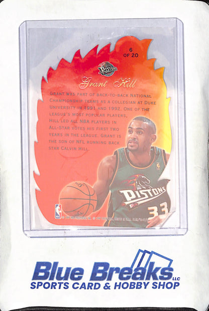 1996-97 Fleer Flair Showcase - Grant Hill - Hot Shots Die-Cut - Detroit Pistons - Basketball - #6 of 20