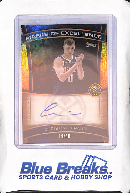 2025 Topps - Christian Braun - Marks of Excellence - Autograph - 19/50 - Denver Nuggets - Basketball - #ME-CB