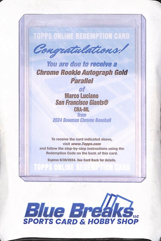 2024 Bowman Chrome - Marco Luciano - Gold Chrome - Autograph - RC - San Francisco Giants - Baseball - #CRA-ML