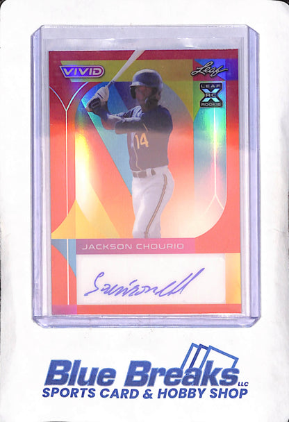 2022 Leaf Vivid  - Jackson Chourio - Autograph - Red - RC - 18/35 - Milwaukee Brewers - Baseball - #BA-JC1