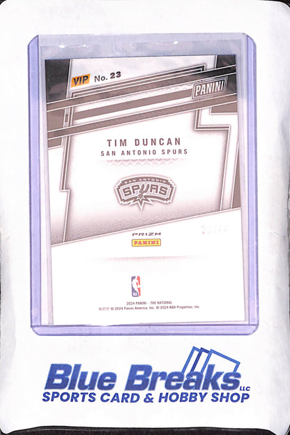 2024 Panini VIP National Gold Pack - Tim Duncan - Black Yellow Green Prizm - 33/44 - San Antonio Spurs - Basketball - #23