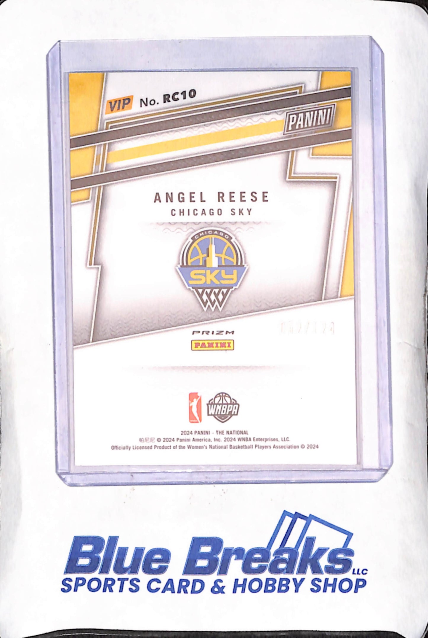 2024 Panini VIP National Gold Pack - Angel Reese - Blue Prizm - 52/124 - RC - Chicago Sky - Basketball - #RC10