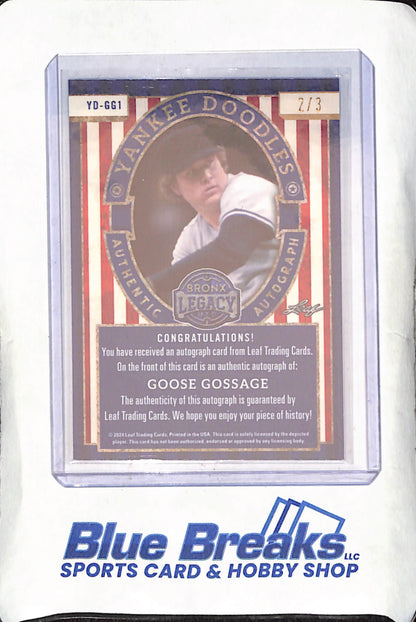 2024 Leaf Bronx Legacy - Goose Gossage - Yankee Doodles - Blue - 2/3 - New York Yankees - #YD-GG1