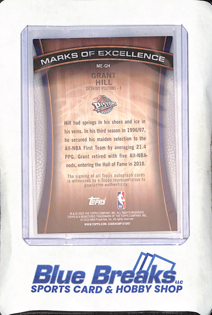 2025 Topps - Grant Hill - Marks of Excellence Autograph - Detroit Pistons - Basketball - #ME-GH