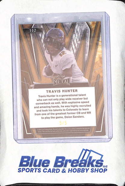 2024 Leaf Metal - Travis Hunter - Blue -  5/5 - Jacksonville Jaguars - Football - #102