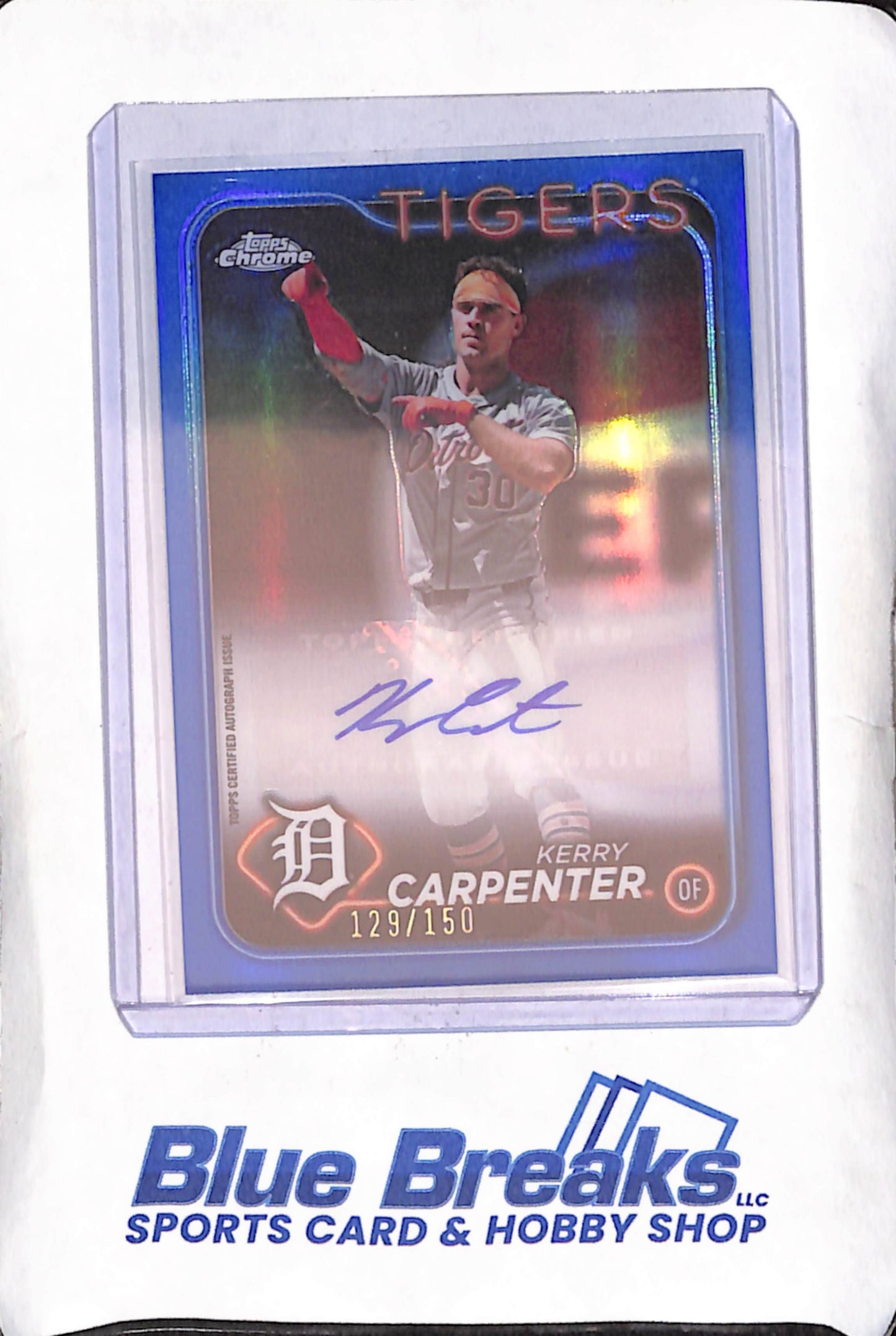 2024 Topps Chrome - Kerry Carpenter - Blue Autograph - 129/500 - Detroit Tigers - Baseball - #AC-KCA