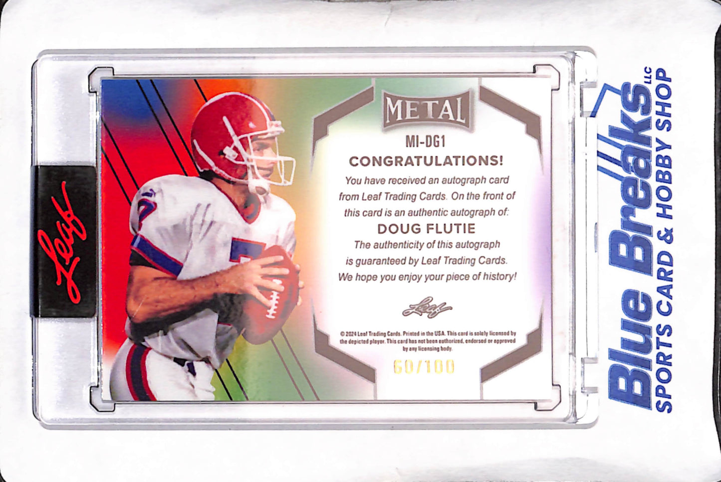 2024 Leaf Metal - Doug Flutie - Blue Autograph  - Bills Mafia - Buffalo Bills - Football - 60/100 - #MI-DG1