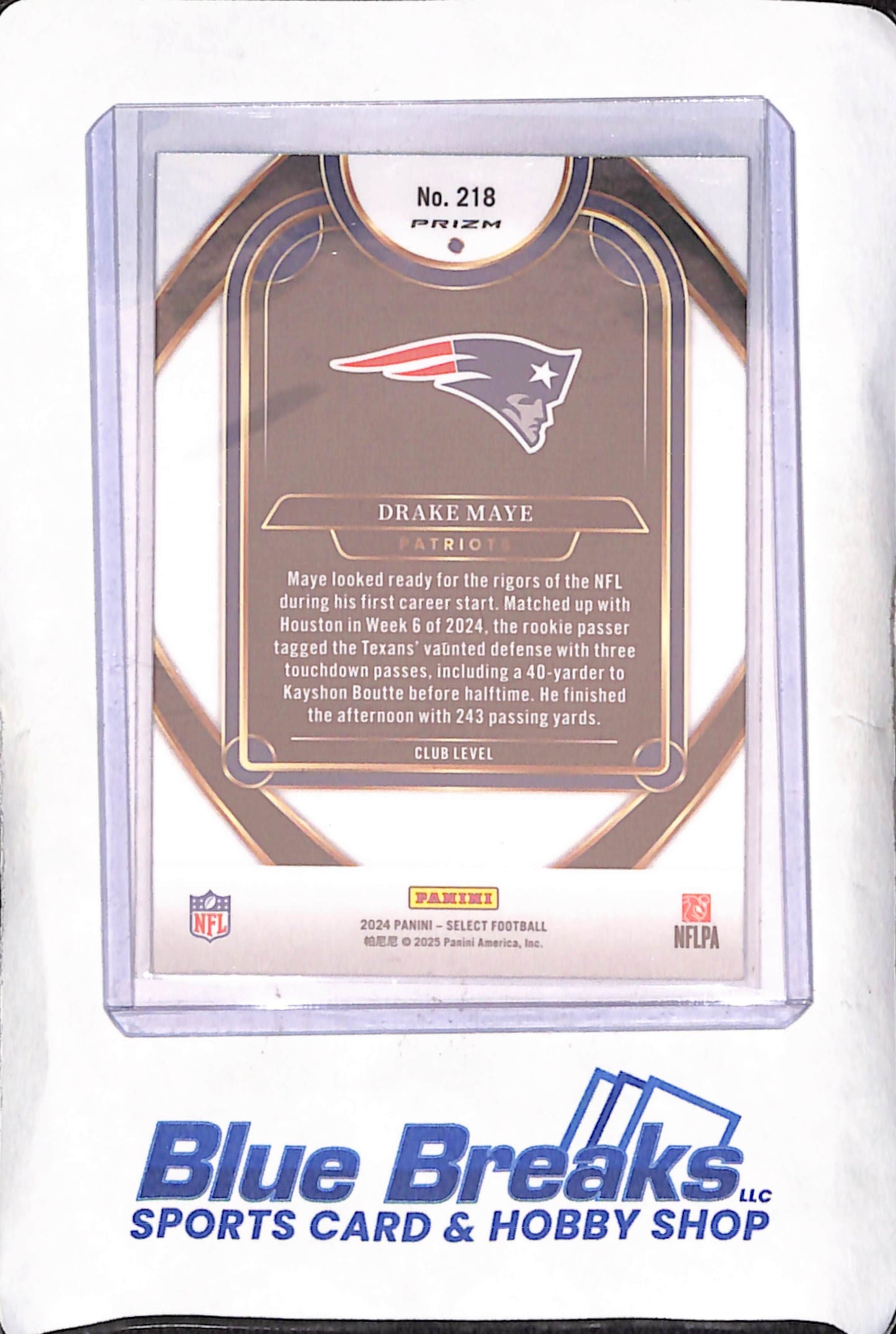 2024 Panini Select - Drake Maye - Red Black Shock - Club Level - RC - New England Patriots - Football - #218