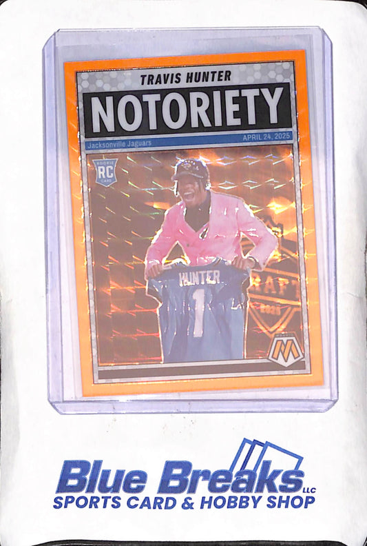 2025 Panini Mosaic - Travis Hunter - Orange Notoriety - RC - Jacksonville Jaguars - Football - #12