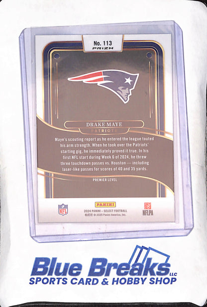 2024 Panini Select - Drake Maye - Green Blue Shock - Premier - RC - New England Patriots - Football - #113