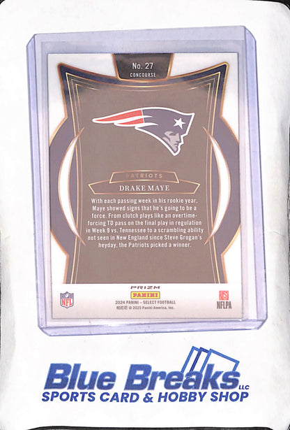 2024 Panini Select - Drake Maye - Black Green Shock - Concourse RC - New England Patriots - Football - #27