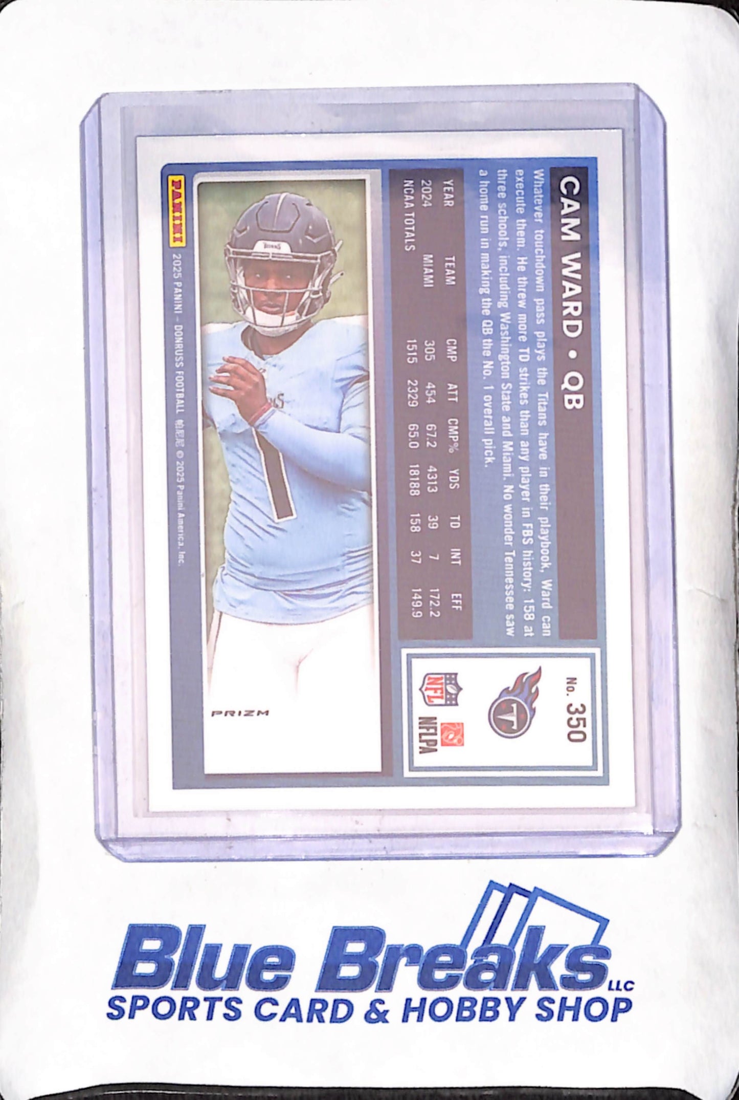 2025 Donruss Optic - Cam Ward - Rated Rookie - Silver - Tennessee Titans - Football - #350