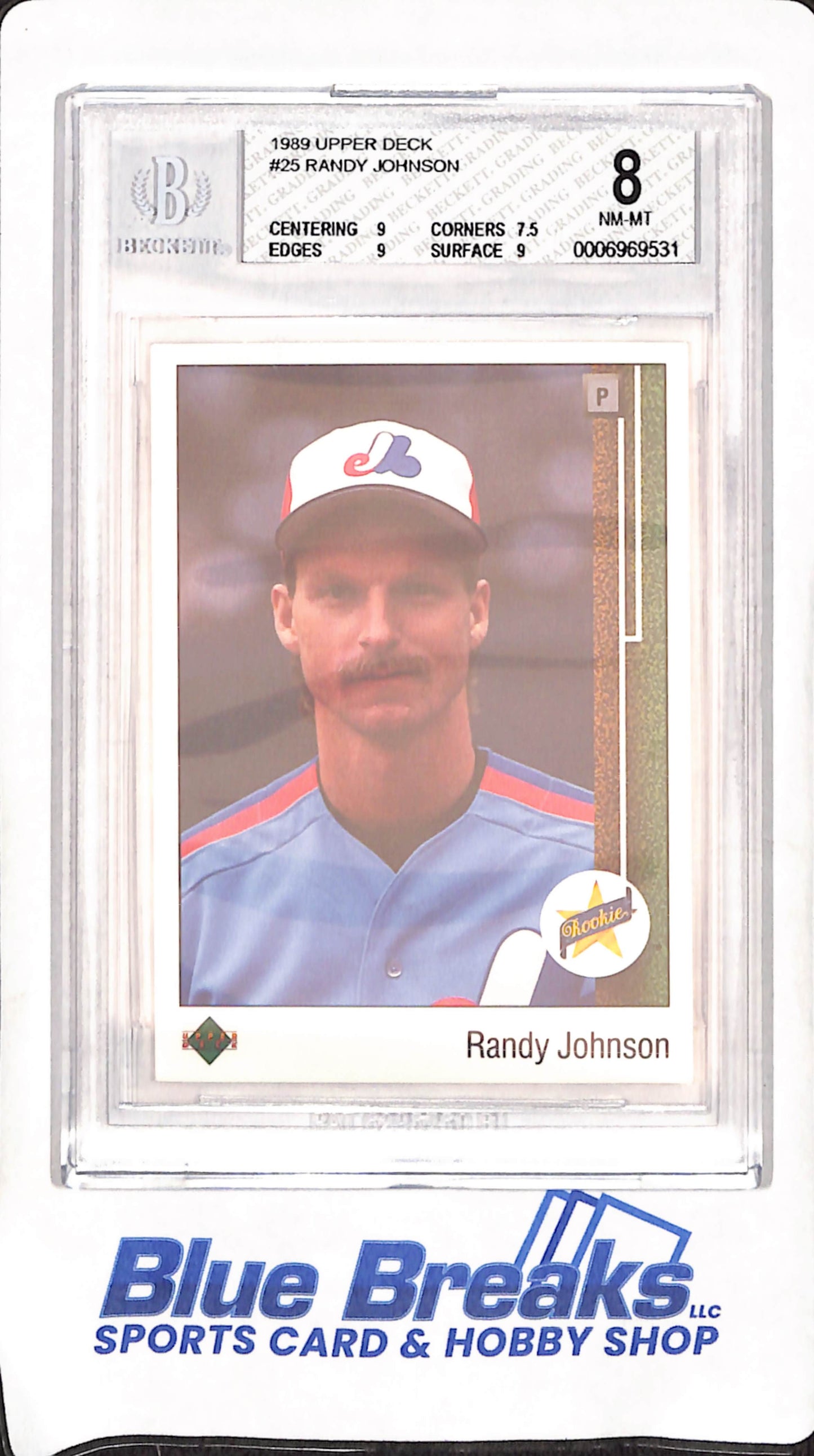 1989 Upper Deck - Randy Johnson - BGS 8 - Montreal Expos - Baseball - #25
