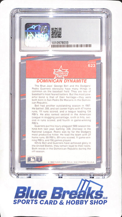 1988 Fleer Glossy - George Bell - Pedro Guerrero - Dominican Dynamite - CSG 8 - Toronto Blue Jays - Los Angeles Dodgers - Baseball - #623