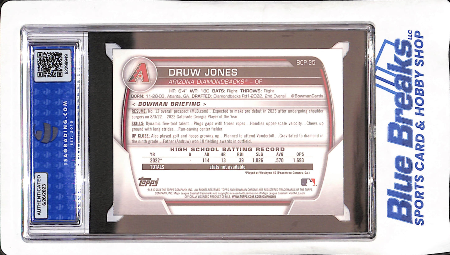 2023 Bowman - Druw Jones - Chrome Prospects - Bowman 1st - ISA 9 - Arizona Diamondbacks - Baseball - #BCP-25