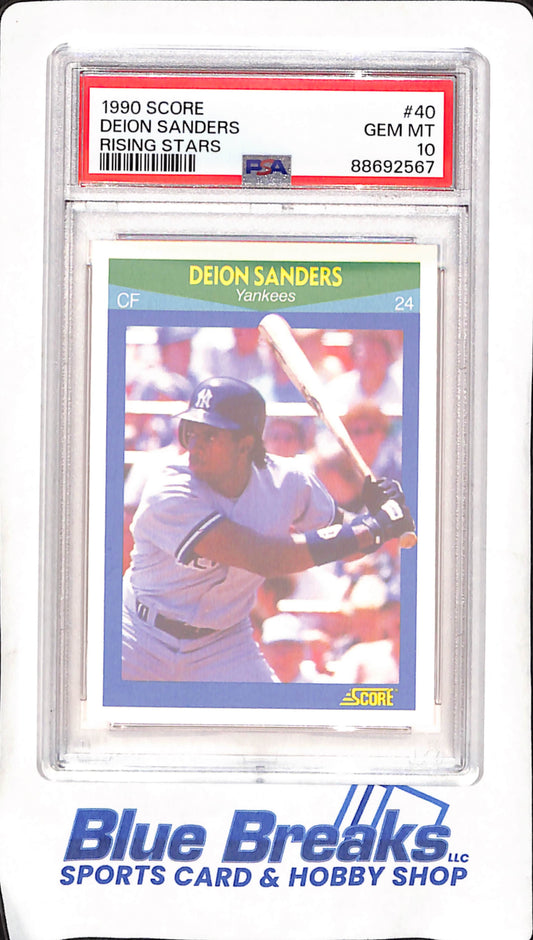 1990 Score - Deion Sanders - Rising Stars - PSA 10 - New York Yankees - Baseball - #40