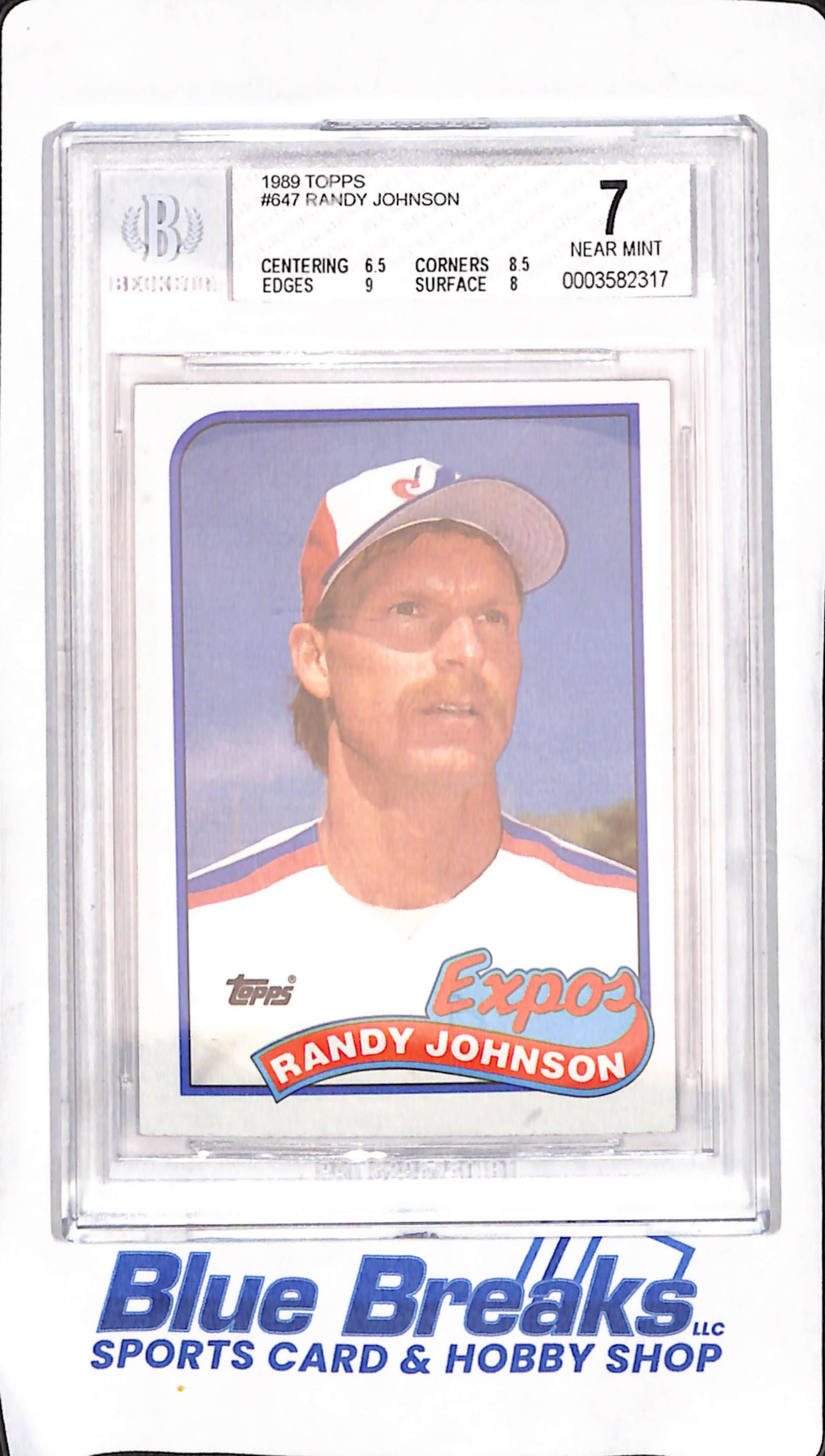 1989 Topps - Randy Johnson - BGS 7 - Montreal Expos - Baseball - #647