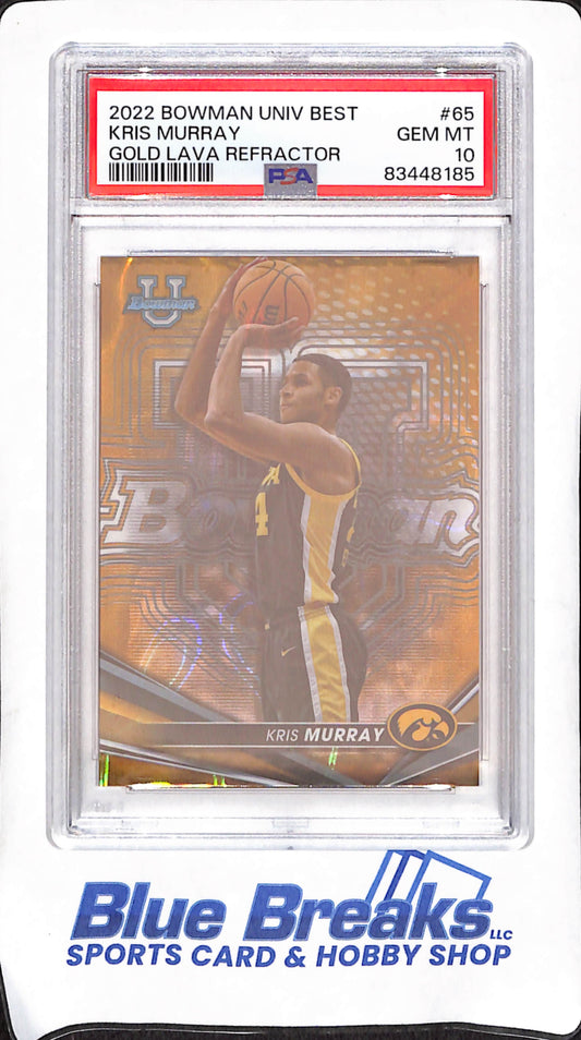 2022 Bowman University Best - Kris Murray - Gold Lava Refractor - 61/75 - PSA 10 - Iowa Hawkeyes - Basketball - #65