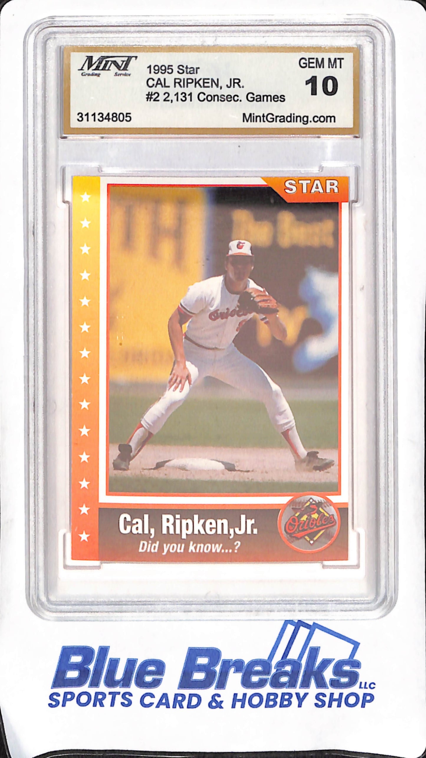 1995 Star - Cal Ripken Jr - Did You Know? - Mint Grading Service 10 - Baltimore Orioles - Baseball - #2