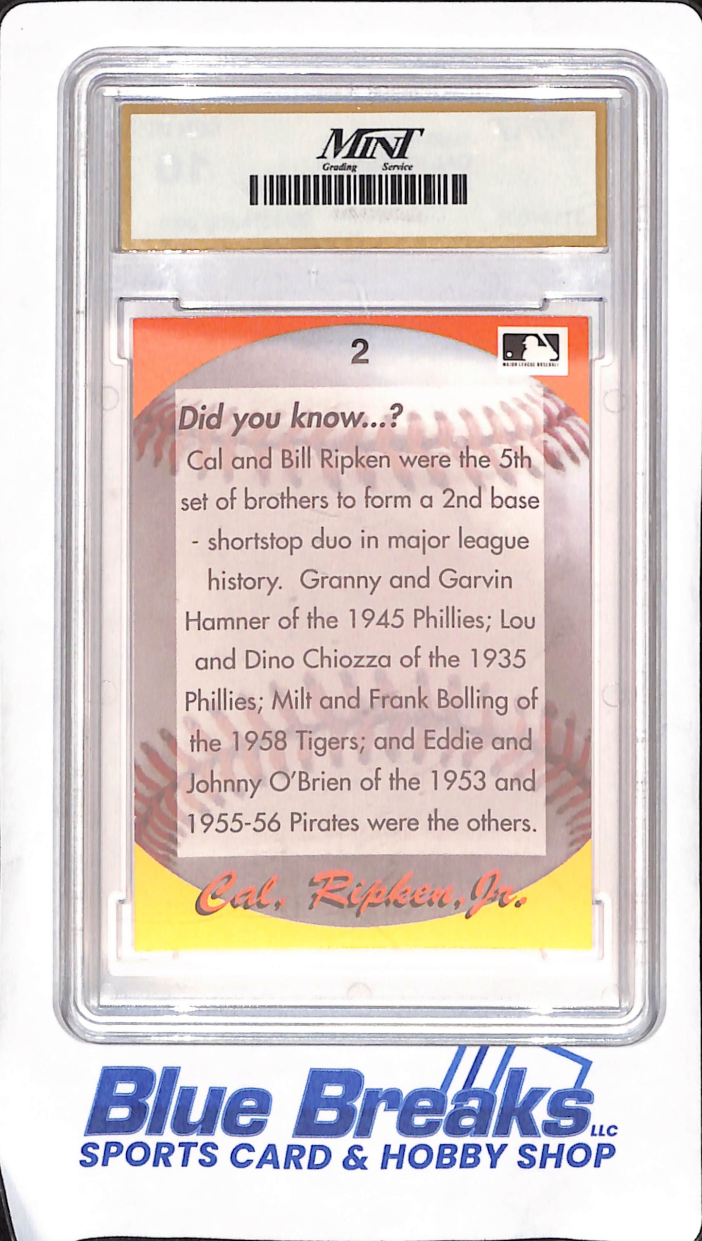1995 Star - Cal Ripken Jr - Did You Know? - Mint Grading Service 10 - Baltimore Orioles - Baseball - #2