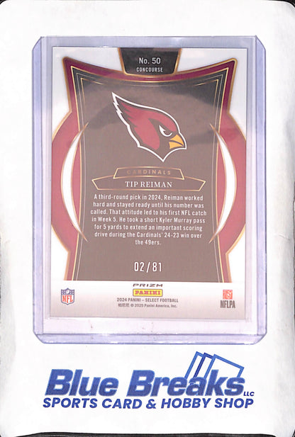 2024 Panini Select - Top Reiman - Dragon Scale - 2/81 - Arizona Cardinals - Football - #50