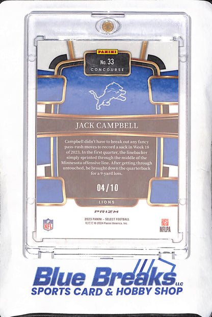 2023 Panini Select - Jack Campbell - Dragon scale - RC - 4/10 - Detroit Lions - Football - #33