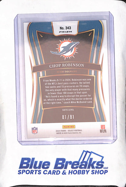 2024 Panini Select - Chop Robinson - RC - 81/81 - Miami Dolphins - Football - #343