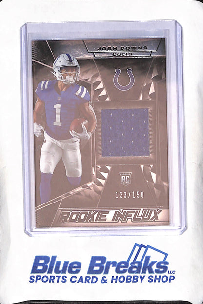 2023 Panini Black - Josh Downs - Rookie Influx - Relic - 133/150 - Indianapolis Colts - Football - #RI-36