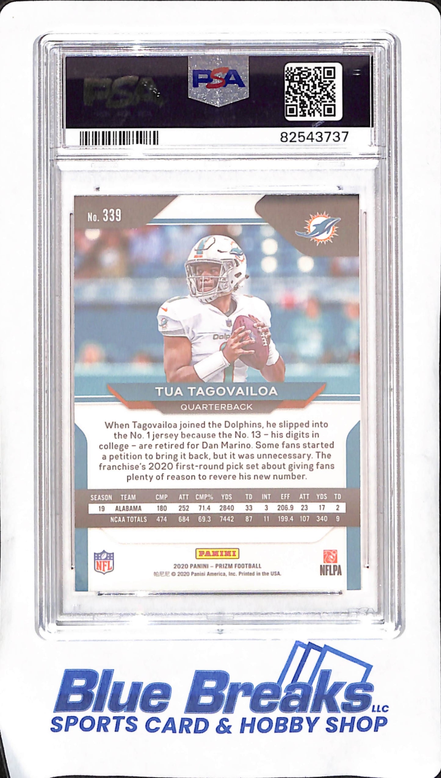 2020 Panini Prizm - Tua Tagovailoa - PSA 10 - RC - Miami Dolphins - Football - #339