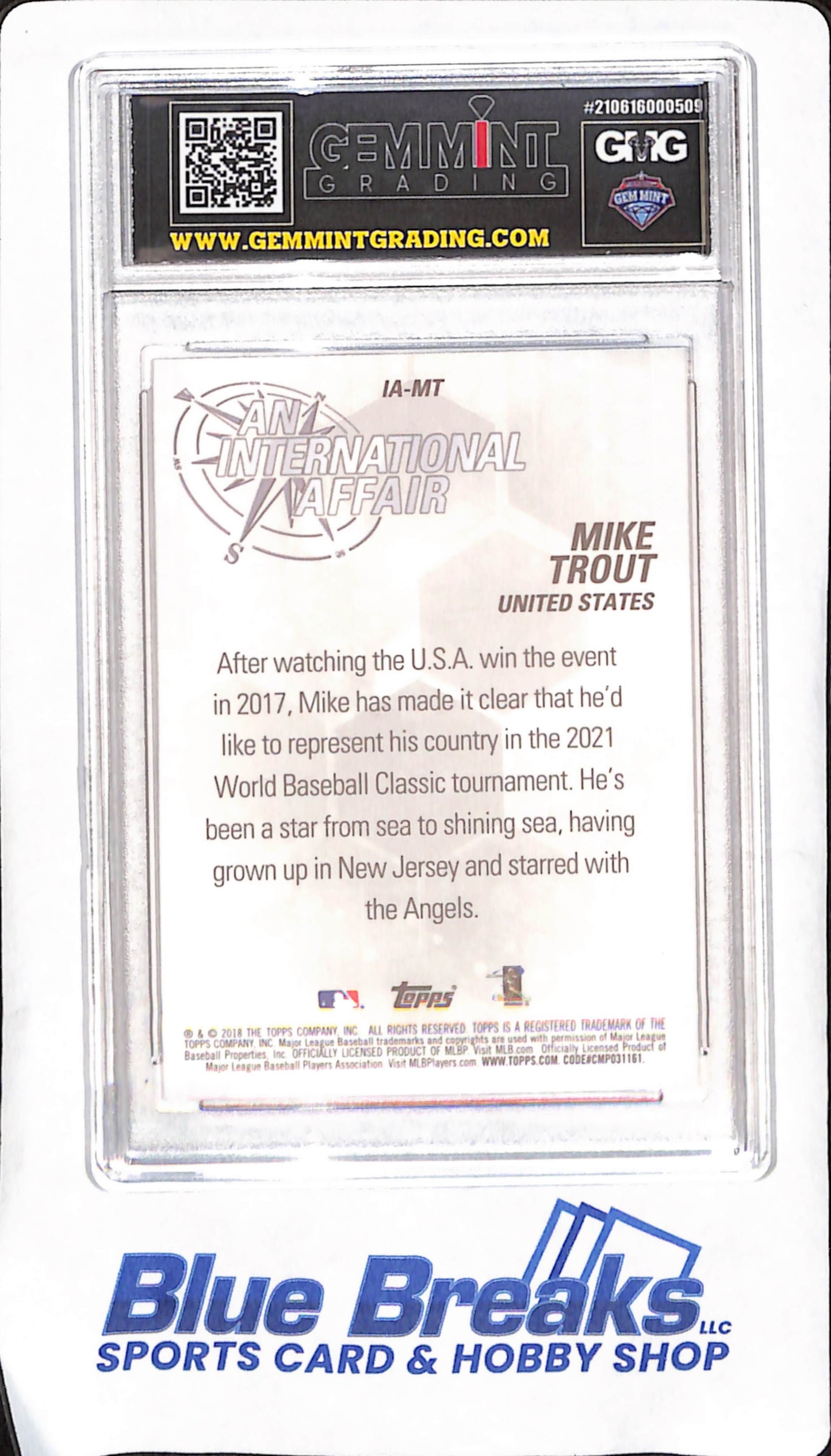2018 Topps Chrome Update - Mike Trout - International Affair - Gem Mint Graiding 9.5 - Los Angeles Angels - Baseball - #IA-MT
